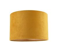 Chic Contemporary Thin Lined Mustard Velvet Fabric Round Lamp Shade | 30cm x 20cm | Inner Gold Satin Lining by Happy Homewares
