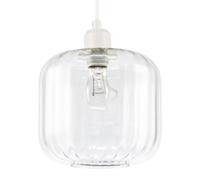 Contemporary Transparent Glass Wide Ribbed Curved Square Pendant Ceiling Light Shade | 20cm x 20cm | E27 or B22 Lamp Holder by Happy Homewares