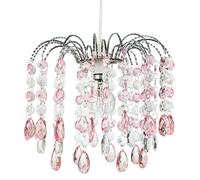 Happy Homewares Contemporary Waterfall Pendant Shade with Pink and Clear Acrylic Droplets
