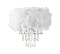 Happy Homewares Contemporary White Feather Pendant Light Shade with Transparent Acrylic Droplets