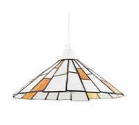 Happy Homewares Contemporary White Tiffany Pendant Light Shade With Orange Accents