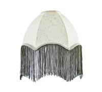 Happy Homewares Cream Floral Victorian Velvet Shade with Coloured & White Tassels in Green | Size: 12 inches Happy Homewares Green 12 inches
