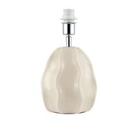 Happy Homewares Cream Gloss Ceramic Ripple Effect Table Lamp Base With Crackle Design