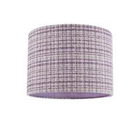 Stylish Cross Hatch Designed Textured Linen Fabric Lamp Shade in Lilac and White | 18cm x 25cm | Inner Lilac Satin Lining by Happy Homewares