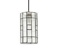 Happy Homewares Cylindrical Traditional Tiffany Easy Fit Lamp Shade with Frosted and Clear Ribbed Panels | 21cm x 12cm | 100% Hand Crafted