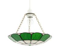 Happy Homewares Dark Emerald Green and Opal White Tiffany Glass Pendant Lighting Shade