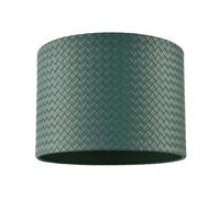 Happy Homewares Dark Forest Green Faux-Leather Woven Drum Lampshade with Cotton Lining