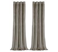 Happy Homewares Dark Taupe Room Darkening Curtains - 46 x 54 Inch Drop - Contemporary Eyelet Curtains in Soft Velvet - 2 Panels for Bedroom or Living Room