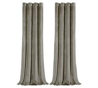 Happy Homewares Dark Taupe Velvet Darkening Eyelet Curtains - 46x54 Inch Drop - Pair