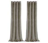 Happy Homewares Dark Taupe Velvet Darkening Eyelet Curtains - 46x63 Inch Drop - Pair