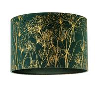 Happy Homewares Deep Emerald Forest Green Lamp Shade With Botanical Gold Foil Print