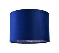 Happy Homewares Deep Sea Blue Velvet Drum Lamp Shade with Inner Floral Pattern Lining | Size: 10 inches Happy Homewares Blue 10 inches