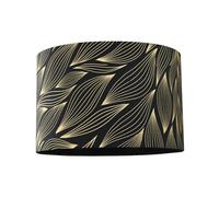 Designer Black Cotton Lamp Shade with Eye-Catching Gold Foil Leaves with Inner Satin Fabric Lining| 20cm x 30cm | for Ceiling or Lamps by Happy Homewares