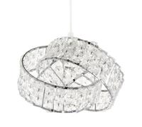 Happy Homewares Designer Chrome Plated Triple Ring Pendant Shade with Square Beads in Silver Happy Homewares Silver