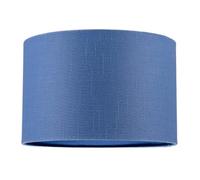 Happy Homewares Designer English Manor Blue Textured Linen Fabric Circular Lamp Shade
