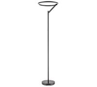Happy Homewares Designer Floor Lamp in Matte Black with Large LED Halo Light Ring