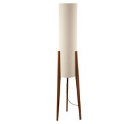 Happy Homewares Designer Floor Lamp with Natural Linen Shade and Wooden Tripod Legs