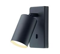 Modern Designer LED Powered Matte Black Metal Adjustable Spot Wall Light Fixture with Switch Button | 5w = 35w | 350 Lumens | 3000k Warm White by Happy Homewares
