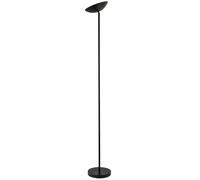 Happy Homewares Designer LED Uplighter Metal Floor Lamp in Matte Black with Memory Dimmer Button | 20w 2200 Lumens | 3000k Warm White | Adjustable Head | 180cm x 25cm