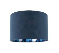 Happy Homewares Designer Midnight Blue Linen Lamp Shade with Geometric Pattern Lining