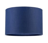 Happy Homewares Designer Navy Peony Blue Textured Linen Fabric Circular Lamp Shade