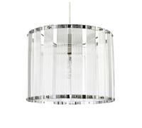 Happy Homewares Designer Pendant Light Shade with Rippled Acrylic Transparent Columns in Silver Happy Homewares Silver