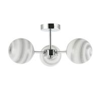 Happy Homewares Designer Ceiling Light Fitting with Marble Glass Spherical Shades in Silver Happy Homewares Silver