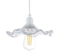 Modern Designer Ribbed Clear Glass Pendant Lighting Shade with Wavy Ruffled Edge | 6cm x 23cm | Chic Curving Etched Lines by Happy Homewares