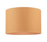 Chic Designer Soft Apricot Cream Textured Linen Fabric Circular Lamp Shade | 30cm x 20cm | Matching Fabric Lining the Inside by Happy Homewares