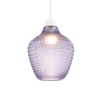 Contemporary Designer Lilac and Purple Curvy Diamond Etched Glass Pendant Lamp Shade | 40w Maximum | 25cm x 21cm | for Living Room Bedroom Dining Room etc by Happy Homewares