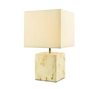 Happy Homewares Designer Square Ceramic Table Lamp with Gold Marble Effect Finish