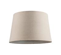 Happy Homewares Designer Taupe Beige Naturally Textured Linen Lamp Shade in Drum Shape