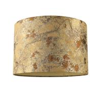 Designer Textured Gold and Burnt Orange Jacquard Fabric Drum Lampshade | 30cm x 20cm | Cream Satin Shimmer Inner Lining by Happy Homewares