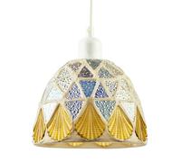 Happy Homewares Dome Shaped Pendant Ceiling Light Shade with Structured Mosaic Glass