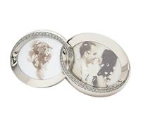 Happy Homewares Double Heart Silver Picture Frame with Square Etched Diamante Crystals | Black Felt Backing | For Wedding Anniversary Engagement