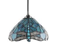 Happy Homewares Dragonfly Themed Stained Glass Tiffany Pendant Lighting Shade with Beads in Emerald Happy Homewares Emerald