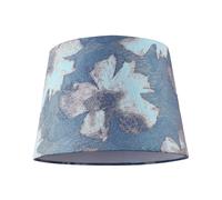 Classic Duck Egg and Blue Floral Jacquard Textured Drum Lamp Shade with Light Blue Cotton Inner Lining | 25cm x 18cm by Happy Homewares