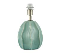 Happy Homewares Stylish Duck Egg Gloss Ripple Effect Ceramic Table Lamp Base with Crackle Design | Antique Brass Lamp Holder | 25cm x 15cm