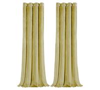 Happy Homewares Dusty Yellow Blackout Curtains - 46 x 54 Inch Drop - Contemporary Eyelet Curtains with Soft Velvet Texture - 2 Panels for Bedroom or Living Room
