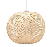 Eco Friendly Modern Spherical Cage Designed Bamboo Strap Ceiling Pendant Lamp Shade | 28cm x 30cm | 60w Max | Shade Only by Happy Homewares