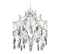Happy Homewares Elegant Chandelier Style Pendant Shade With Clear And Smoked Beads