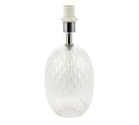 Happy Homewares Elegant Clear Glass Table Lamp Base with Textured Diamond Cut Pattern