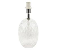 Happy Homewares Elegant Clear Glass Table Lamp Base with Textured Diamond Cut Pattern | Ideal for Modern Coastal Minimalist or Boutique Interiors
