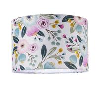 Happy Homewares Elegant Cotton Lampshade with Watercolour Style Botanical Floral Decor
