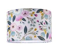 Happy Homewares Elegant Cotton Lampshade with Watercolour Style Botanical Floral Decor in Pink | Size: 12 inches Happy Homewares Pink 12 inches