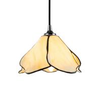 Elegant Designer Pendant Lighting Shade with Amber Cream Stained Glass Floral Petals | 20cm x 11cm | Handmade Product by Happy Homewares