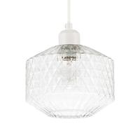 Happy Homewares Elegant Faceted Clear Glass Pendant Shade With Diamond Cut Pattern