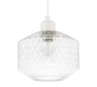Happy Homewares Elegant Faceted Clear Glass Pendant Shade with Diamond Cut Pattern Happy Homewares Clear
