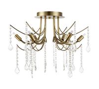 Happy Homewares Elegant Semi Flush Chandelier Ceiling Light In Matte Antique Brass