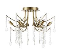 Happy Homewares Elegant Semi Flush Chandelier Ceiling Light In Matte Antique Brass